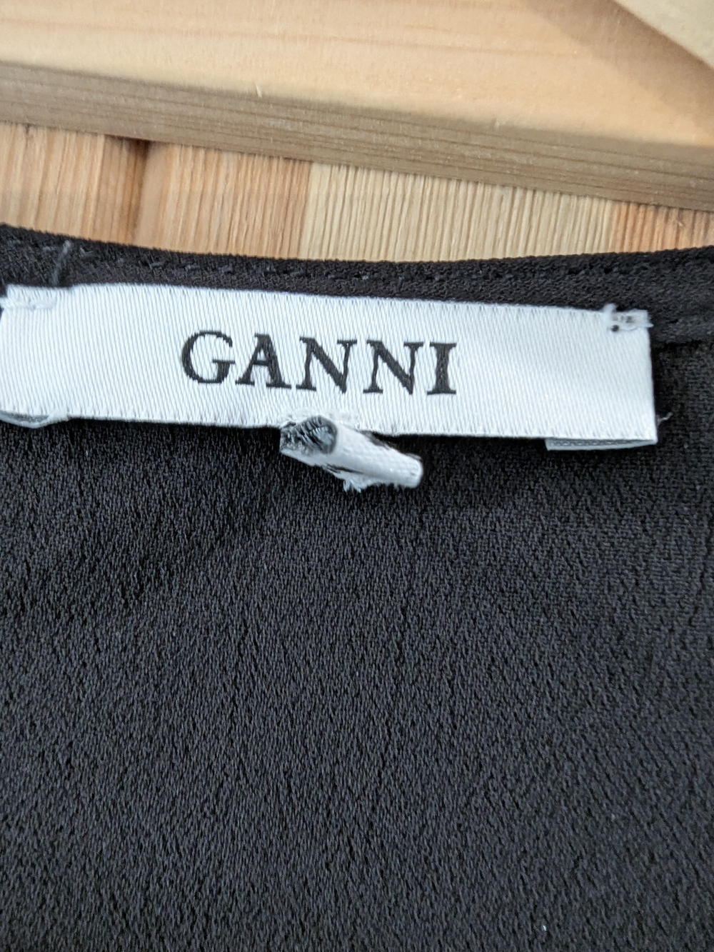 Ganni Black Floral Wrap Blouse with Bell Sleeves - Picture 6 of 7
